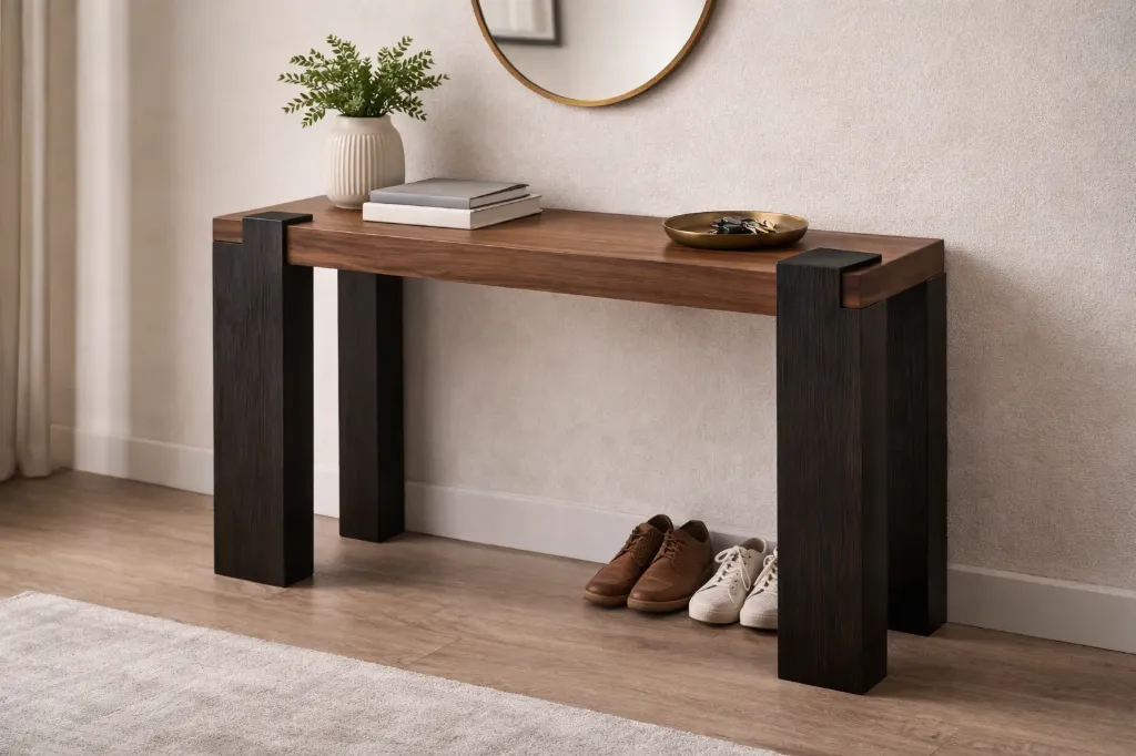 Walnut & Ebony Entryway Console Table – Modern Luxury Made To-Order